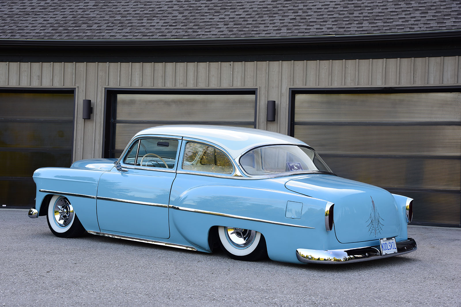 04 15x6 steel wheels with Coker Classic radial wide whitewalls on the Chevy 210