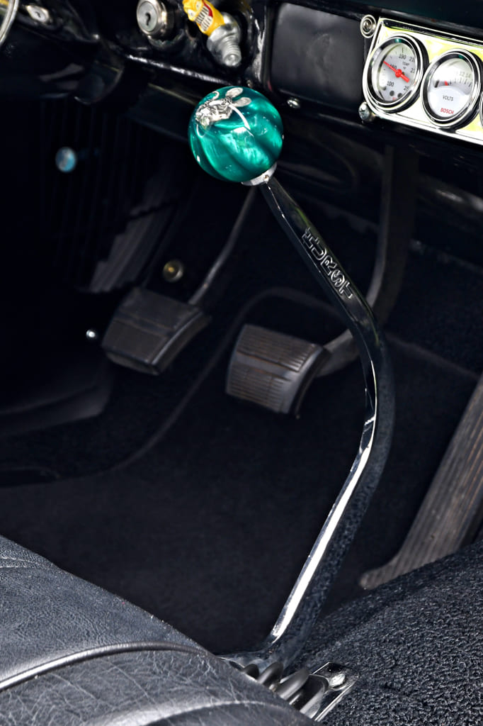 020 Custom gear shift lever with a green translucent knob 1966 chevy nova