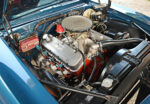 010 Engine bay of a blue 1967 Camaro with performance modifications