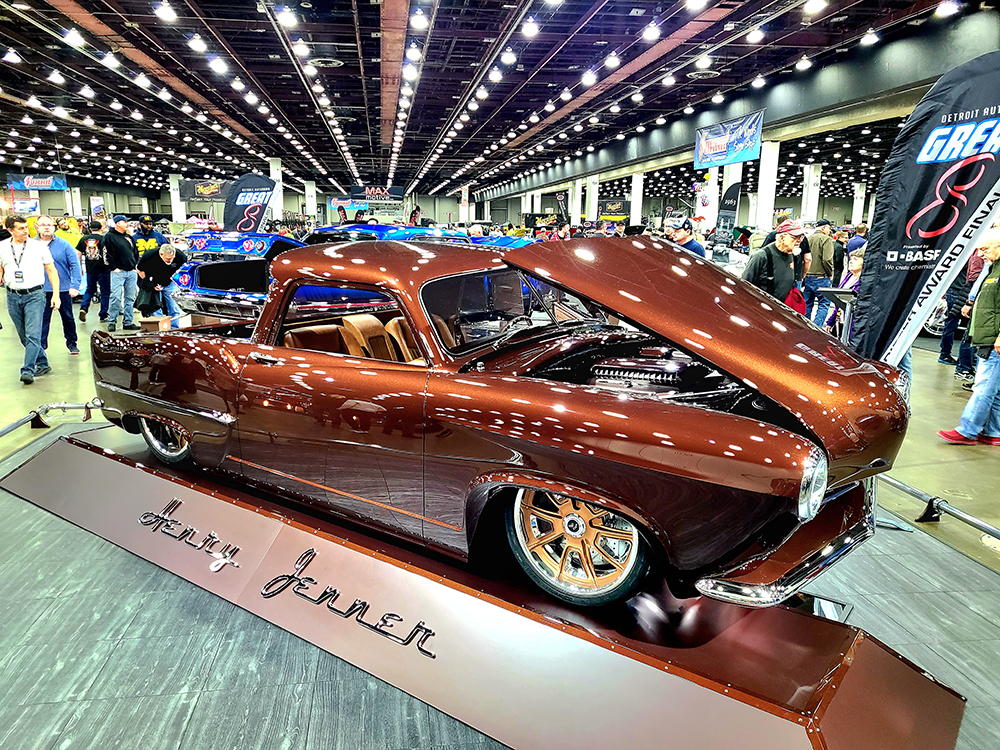 07 1951 coupe rootbeer brown ls motor on display at detroit autorama