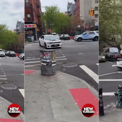 Dodge Charger Drives Down NYC Sidewalk To Avoid The Cops