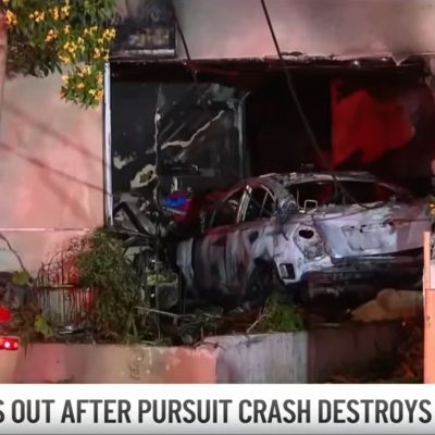 Car Slams Into Home During Police Chase, Setting It On Fire