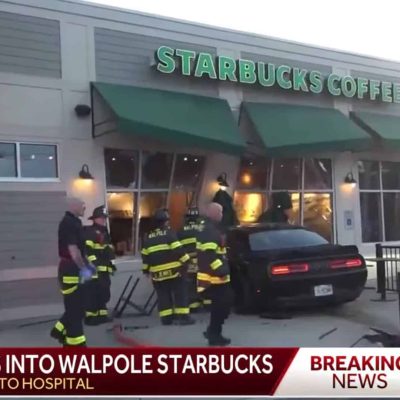 Dodge Challenger Pulls Crazy Stunt, Crashes Into Starbucks